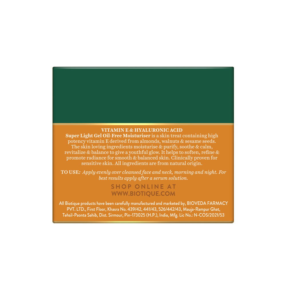 Vitamin e & hyaluronic acid super light gel oil-free moisturiser