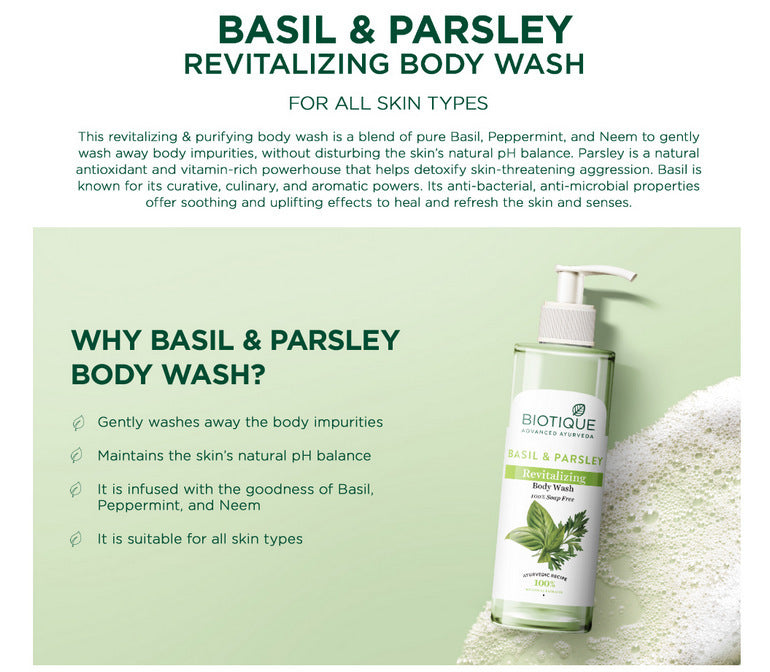 Basil & parsley revitalizing body wash A+ image