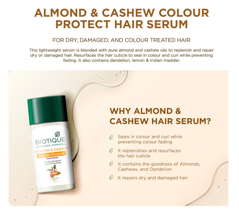 Almond & cashew colour protect hair serum 40ml A+ image