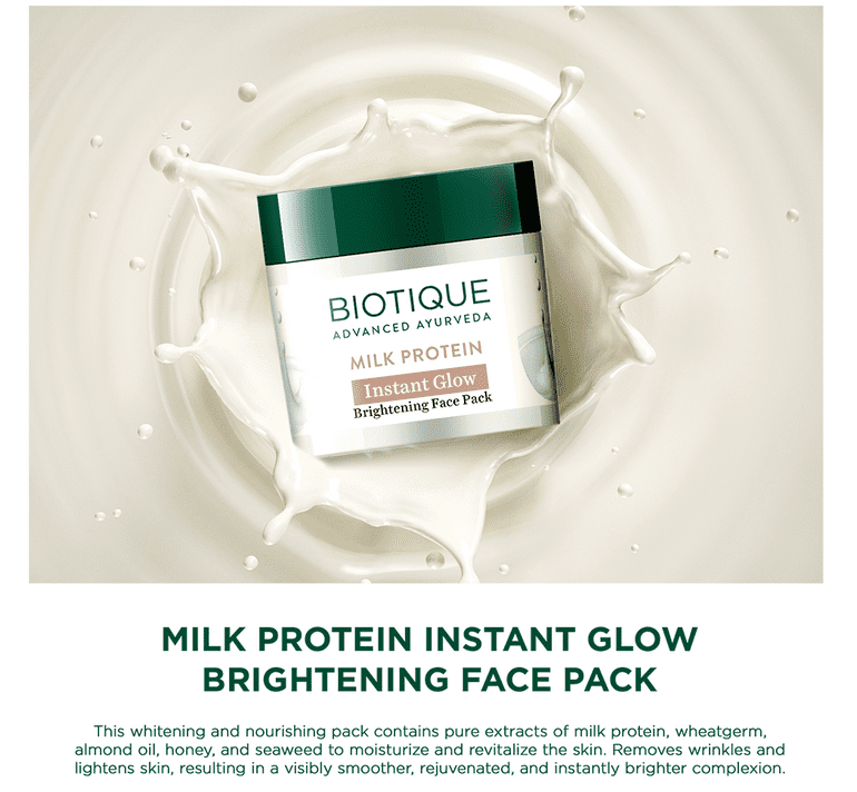 Milk protein instant glow brightening face pack