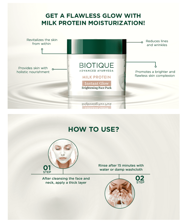 Milk protein instant glow brightening face pack