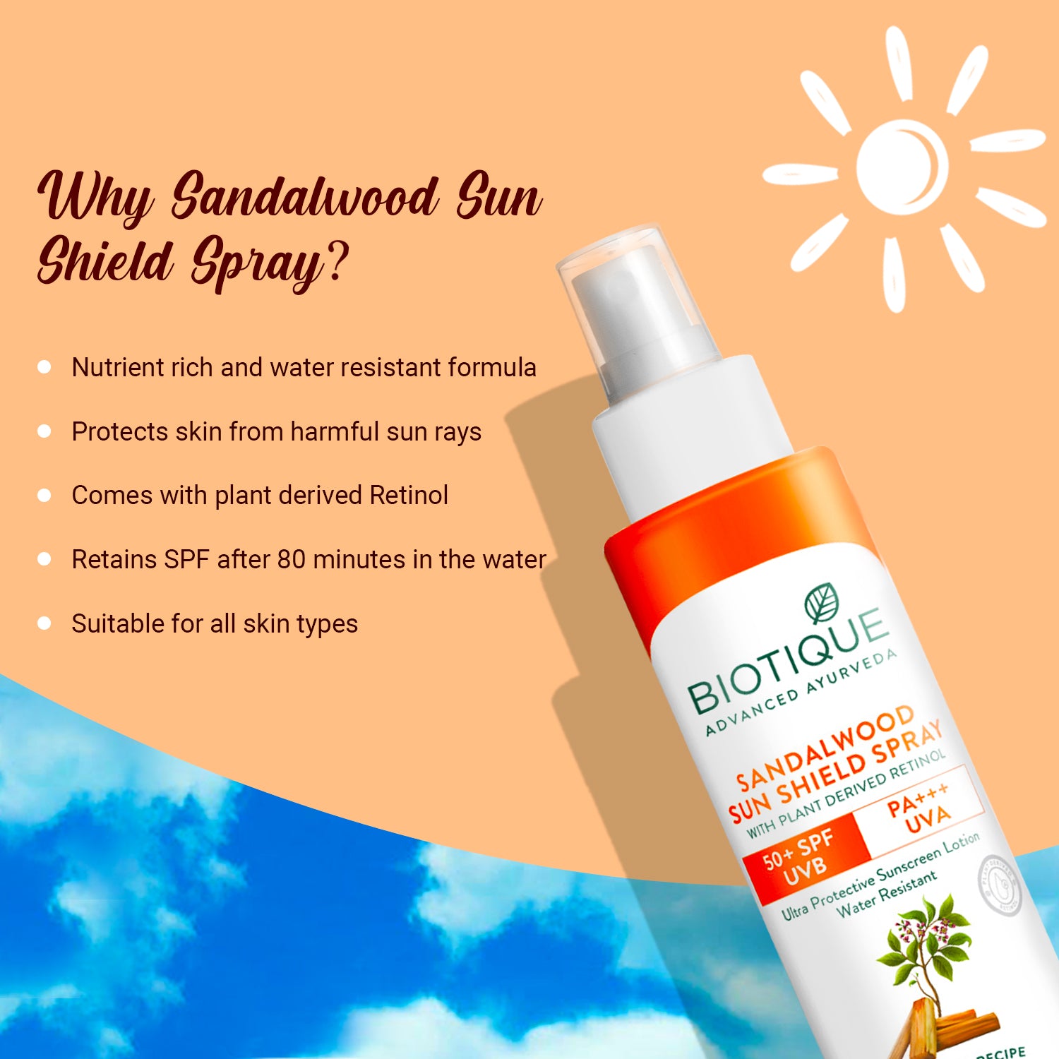 Sandalwood sunshield spray spf 50+  120ml