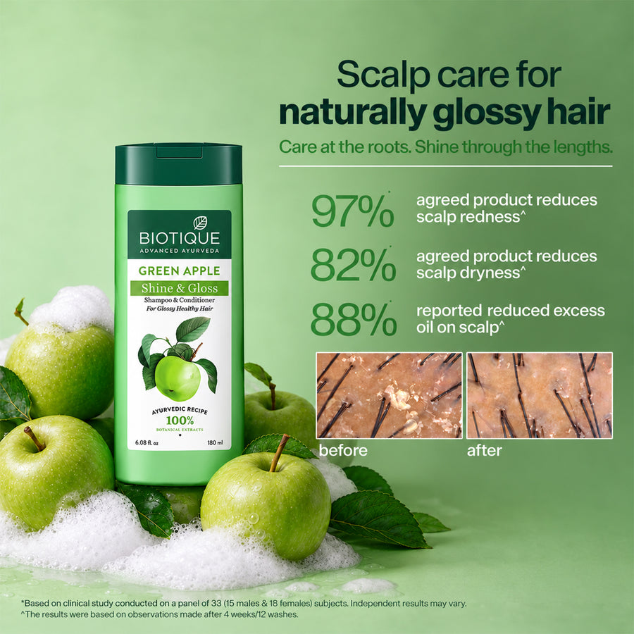 Green Apple Shine & Gloss Shampoo & Conditioner - 180ml (Pack of 2)