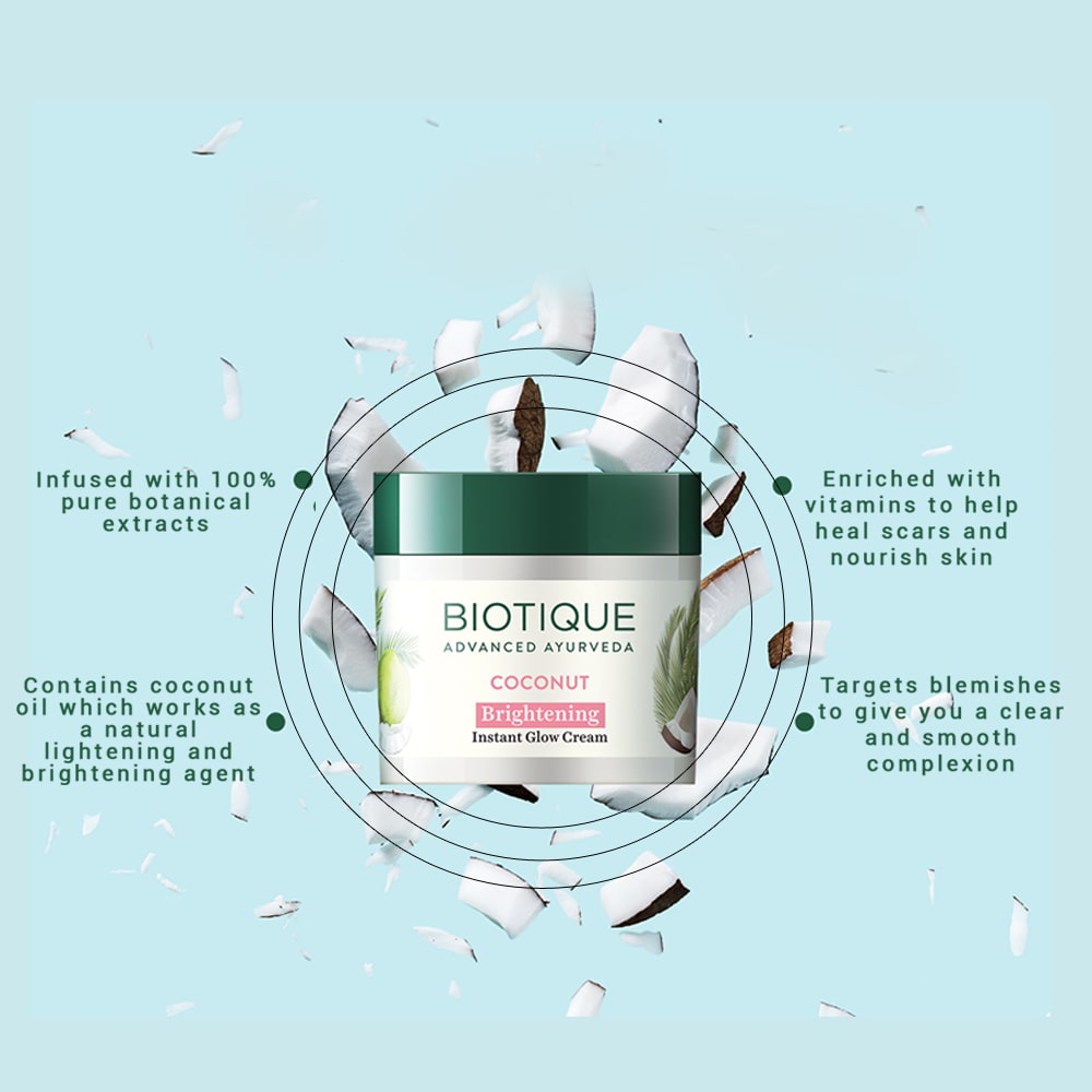 Coconut brightening instant glow cream