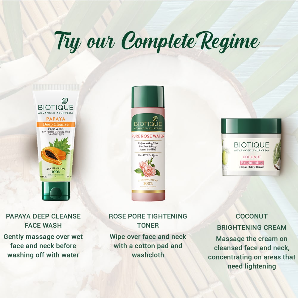 Coconut brightening instant glow cream