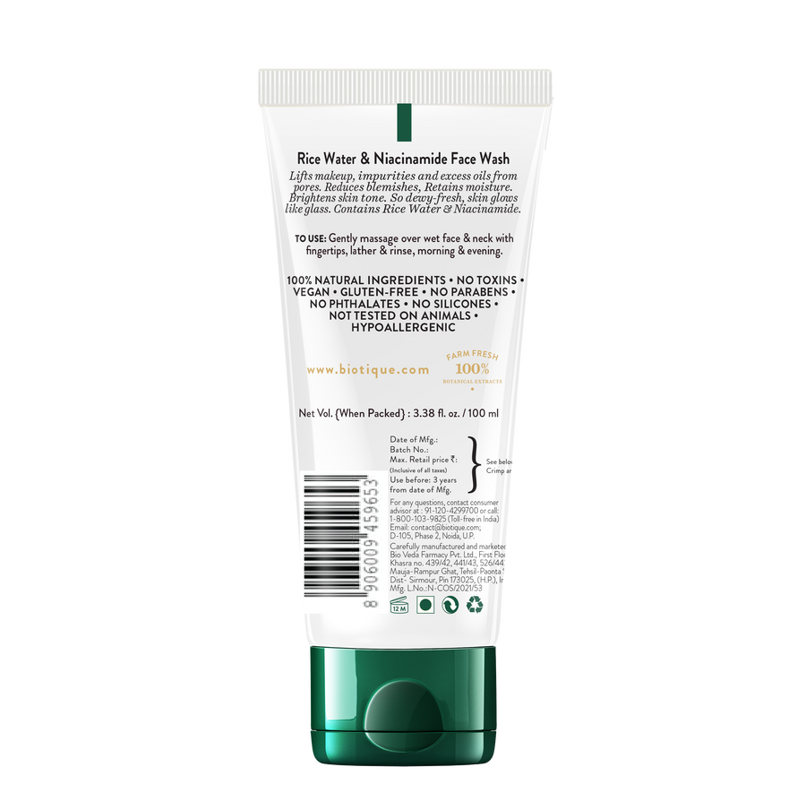 BIOTIQUE RICE WATER & NIACINAMIDE Gel Face Wash 100ml