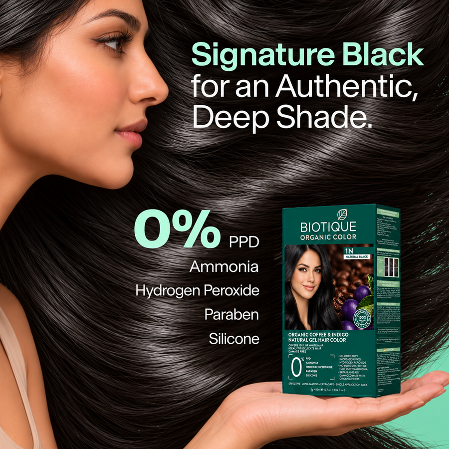 Organic Coffee & Indigo gel Hair color Powder 1N Natural Black (5g + 60ml)
