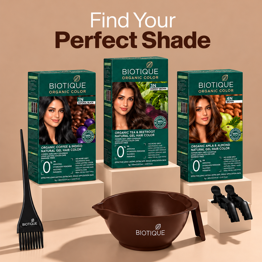 Organic Tea & Beetroot Gel Hair Color Powder 3N Darkest Brown(5g+60ML)