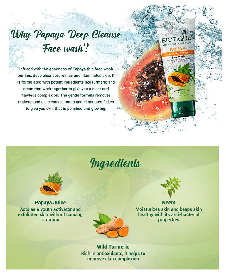 Papaya deep cleanse face wash A+ image