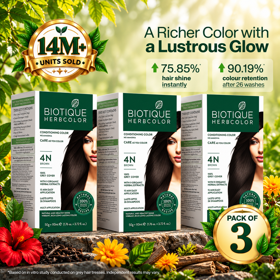 Pack of 3 Herbcolor 4N Brown 50 Gm +110 Ml