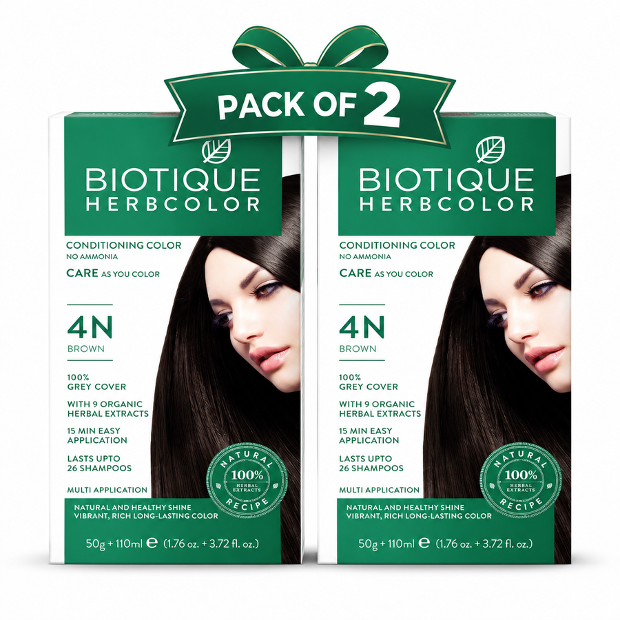 Pack of 2 Herbcolor 4N Brown 50 Gm +110 Ml