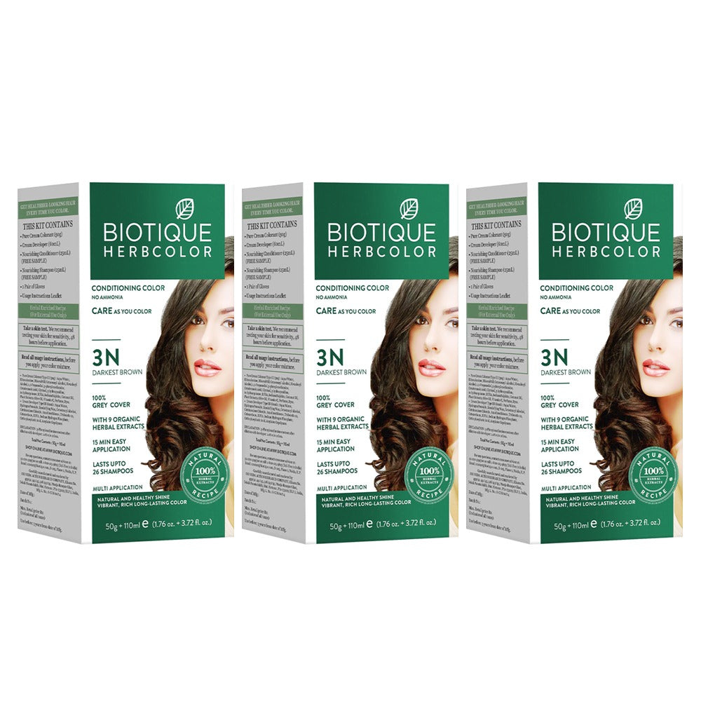 Pack of 3 herbcolor 3n darkest brown 50 gm +110 ml