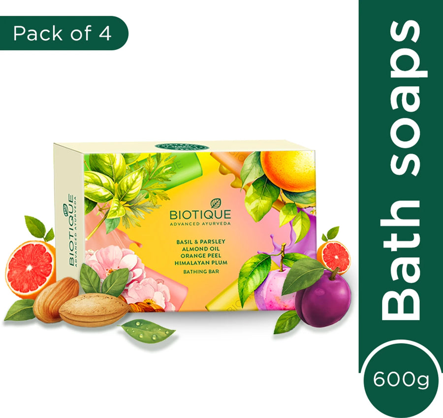 Biotique Bathing, Celebration Pack with 4 Unique, Refreshing & Nourishing Soap (4 X 150g)