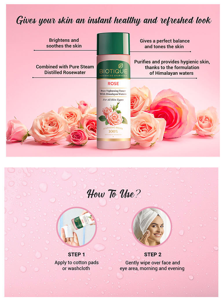 Rose pore tightening toner with himalayan waters120ml A+ image