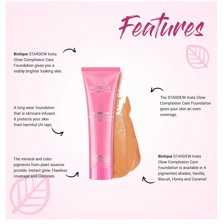 Biotique natural makeup stardew insta glow foundation, biscuit, 30ml A+ image