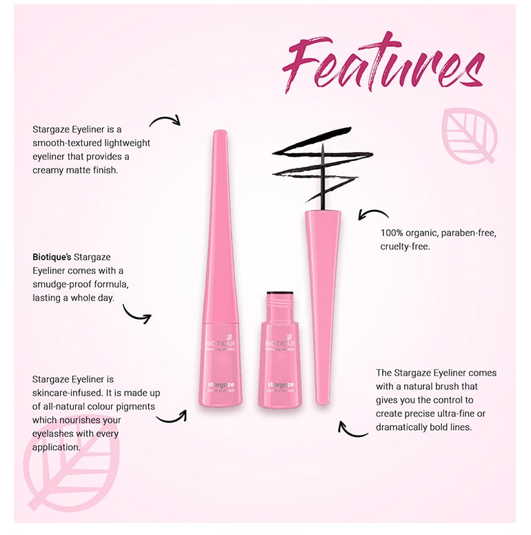 Biotique natural makeup stargaze matte eye liner, charcoal black, 3ml A+ image