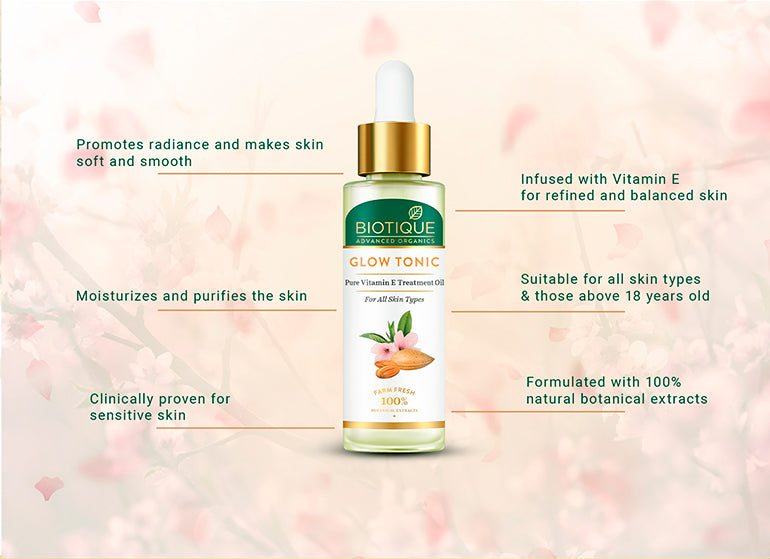 Glow tonic pure vitamin e treatment oil 30ml A+ image