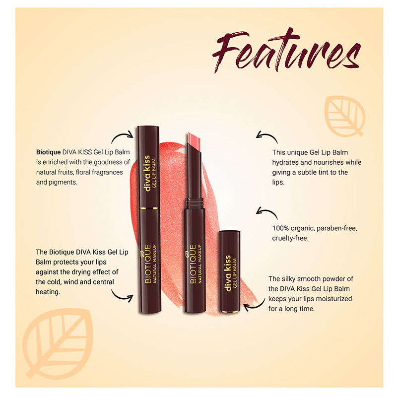 Biotique natural makeup diva kiss gel lip balm, grapefruit punch orange A+ image