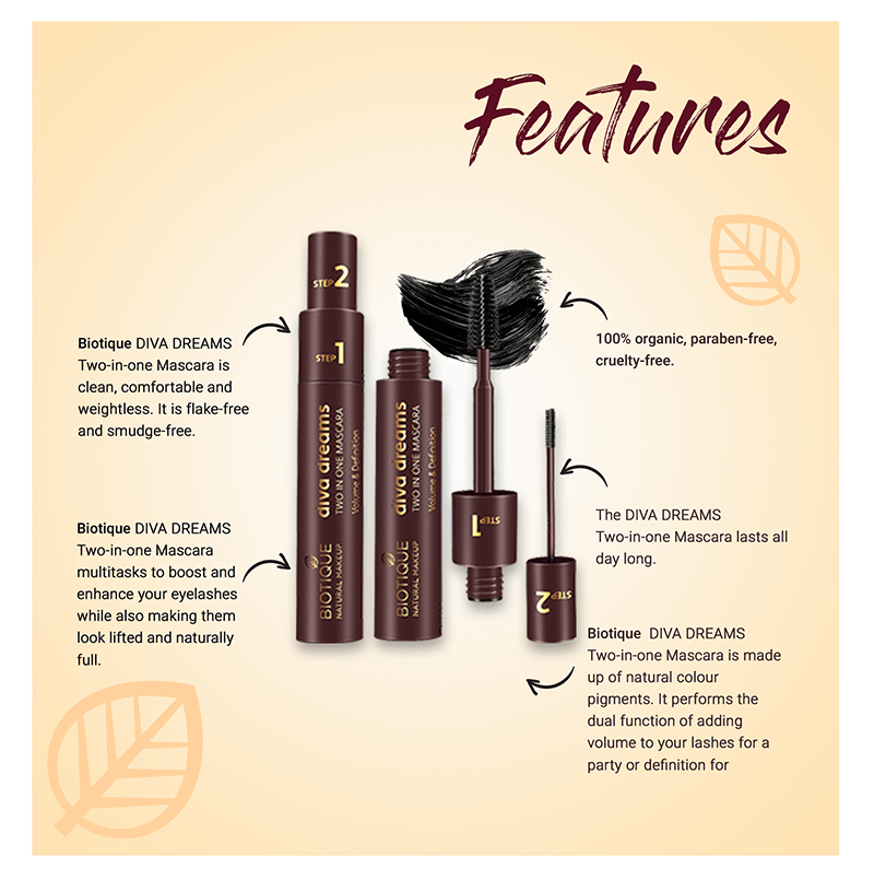 Biotique natural makeup diva dreams two in one mascara, 9ml A+ image