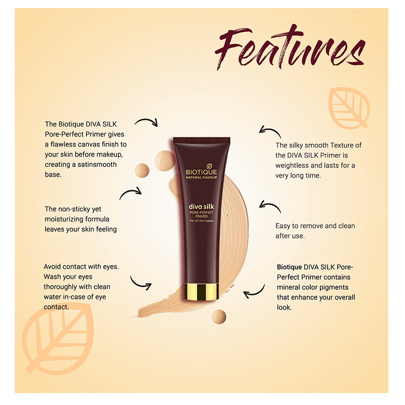 Biotique natural makeup diva silk pore perfect primer, 30ml A+ image