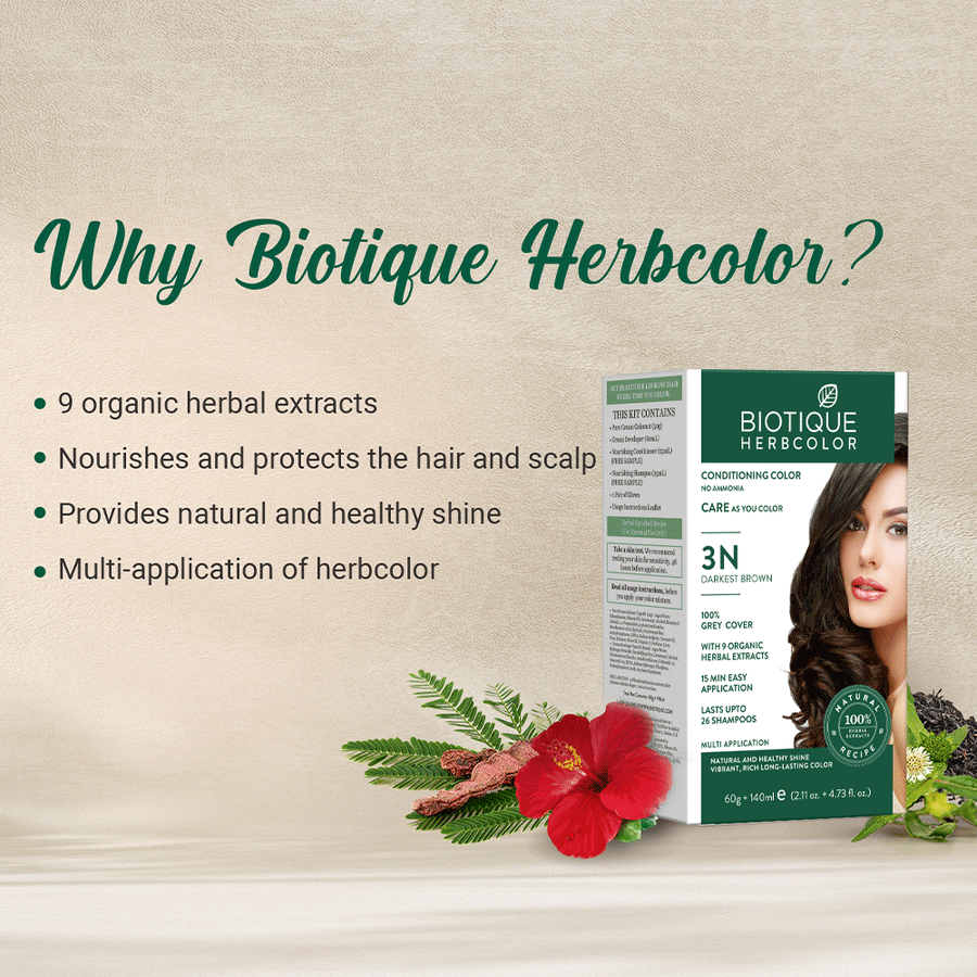 Biotique Herbcolor 3N Darkest Brown 60gm + 140ml