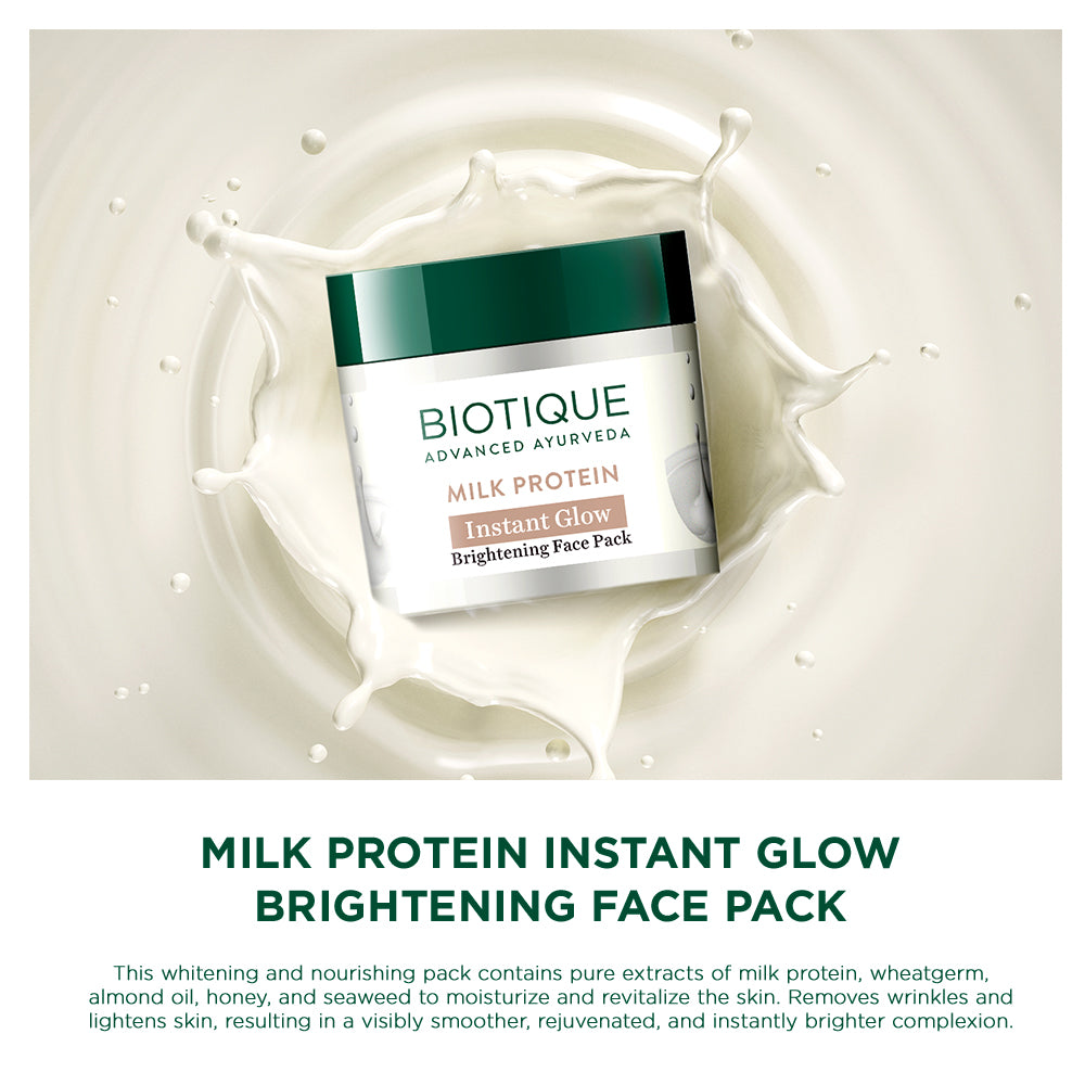 Milk protein instant glow brightening face pack A+ image