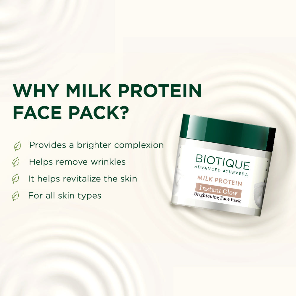 Milk protein instant glow brightening face pack A+ image