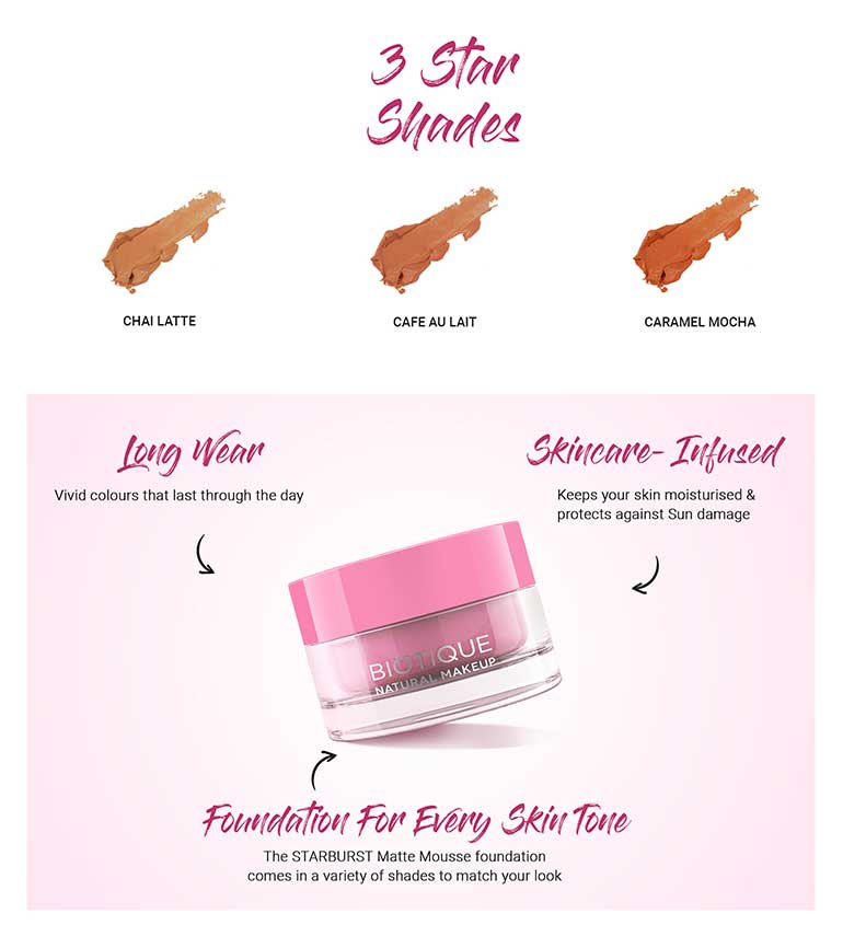 Biotique natural makeup starburst matte moussse foundation, caramel mocha, 15ml A+ image