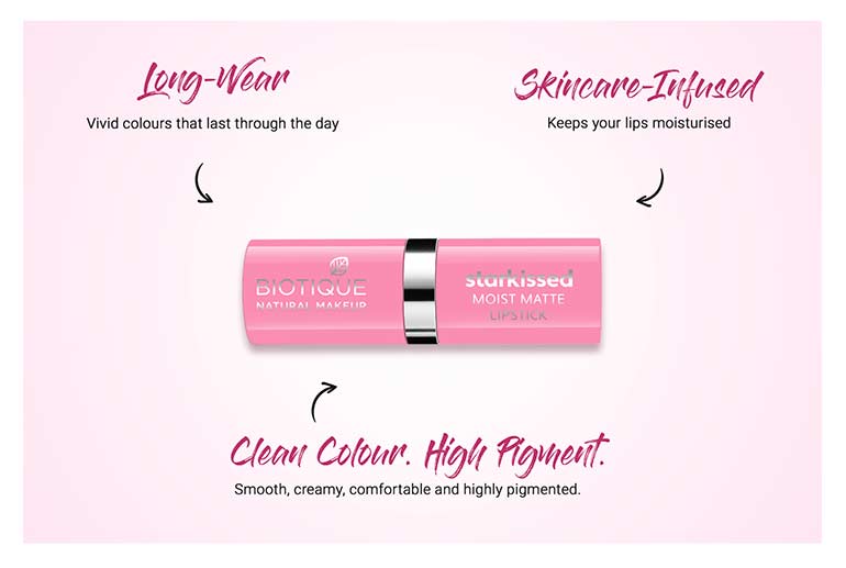 Biotique natural makeup starkissed moist matte lipstick, date night A+ image