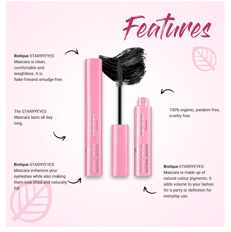 Biotique natural makeup starryeyes mascara, ebony black, 8ml A+ image