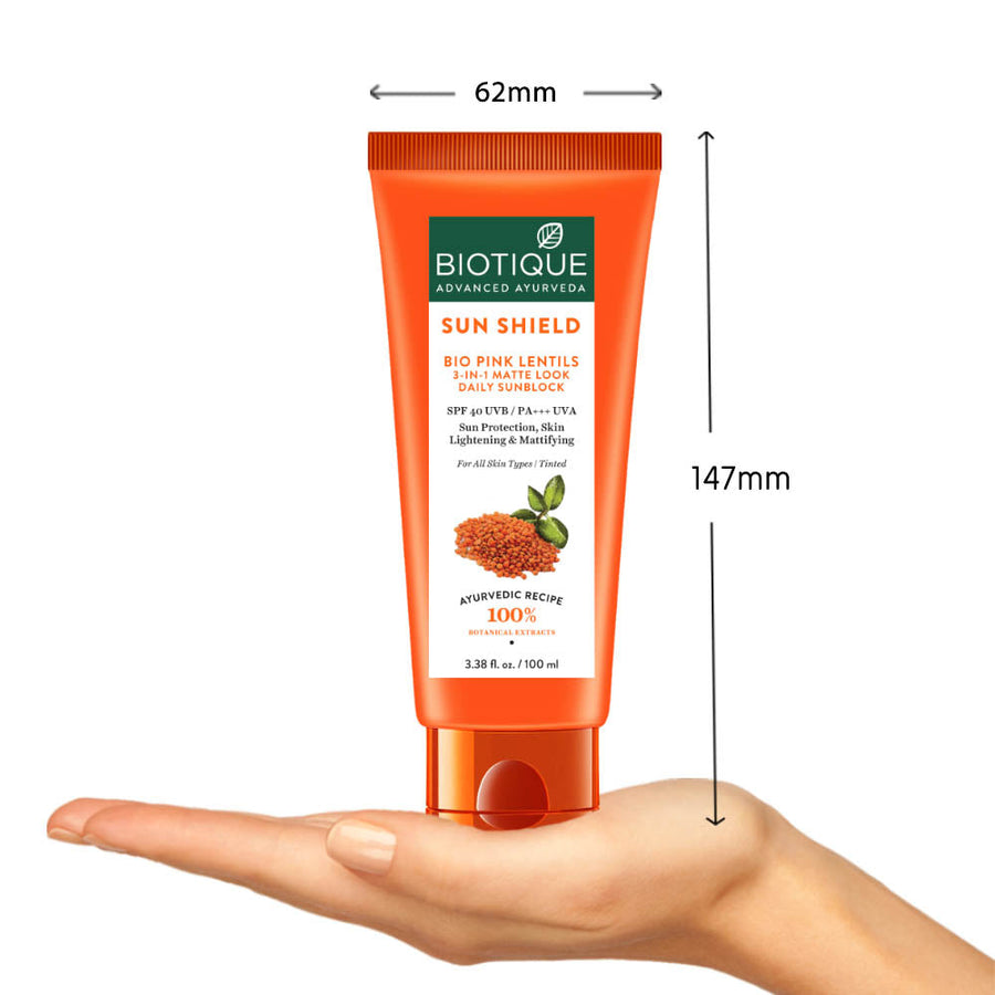 Sun Shield Pink Lentils 3-in-1 Matte Look Daily Sunblock Spf 40 UVB - 100ml
