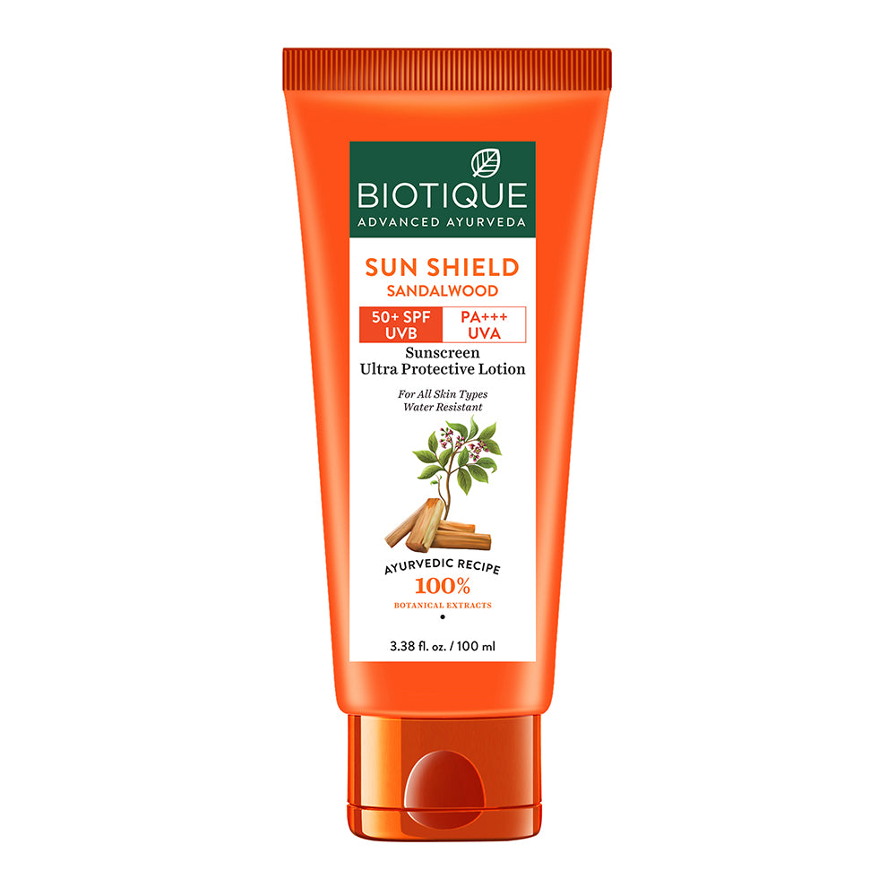 Sun shield sandalwood 50+spf suncreen lotion
