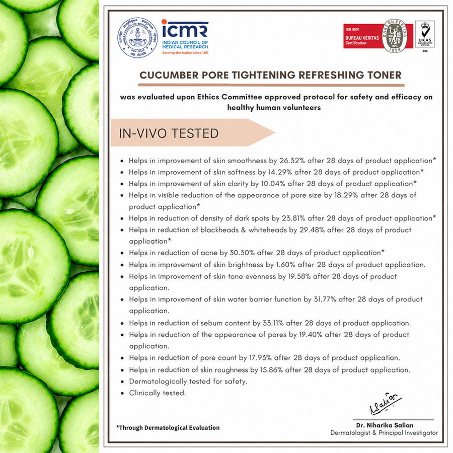CUCUMBER Pore Tightening Refreshing Toner - 120ml (Pack of 2)