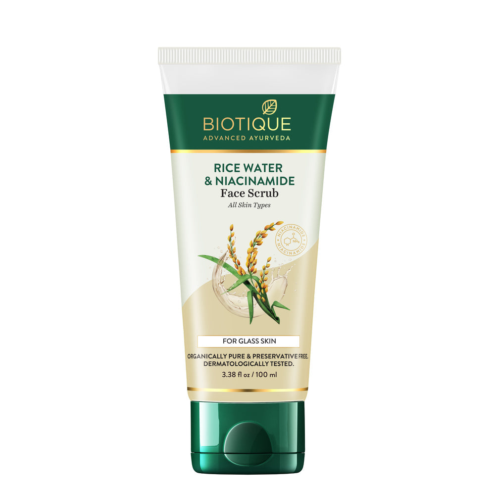 Biotique rice water & niacinamide gel face scrub 100ml