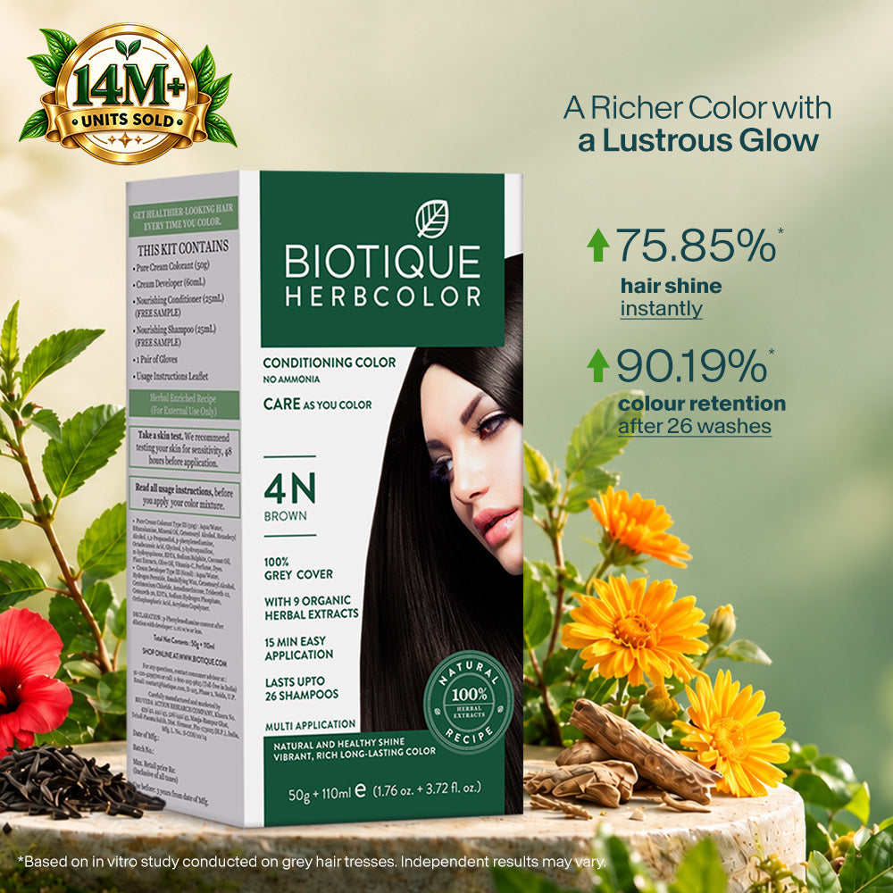 Biotique herbcolor 4n  brown 50 gm +110 ml