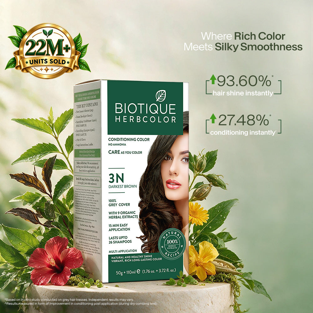 Biotique herbcolor 3n darkest brown 50gm + 110ml