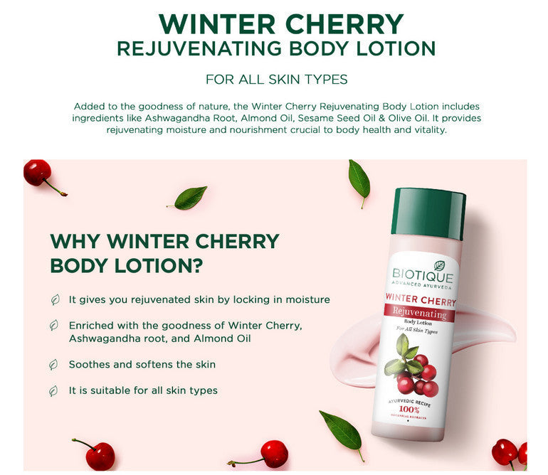 Winter Cherry Rejuvenating Body Lotion - 180ml A+ content
