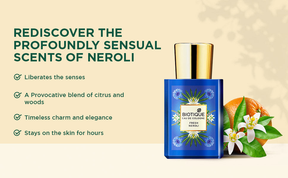 BIOTIQUE FRESH NEROLI Eau De Cologne 50ml (Pack of 2) A+ content