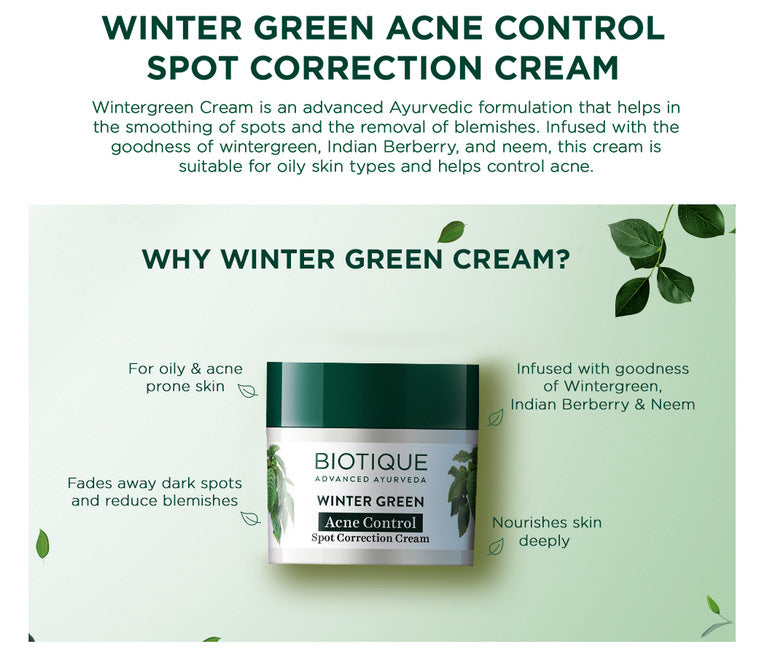 Biotique Winter Green Acne Control Spot Correction Cream 15g A+ content