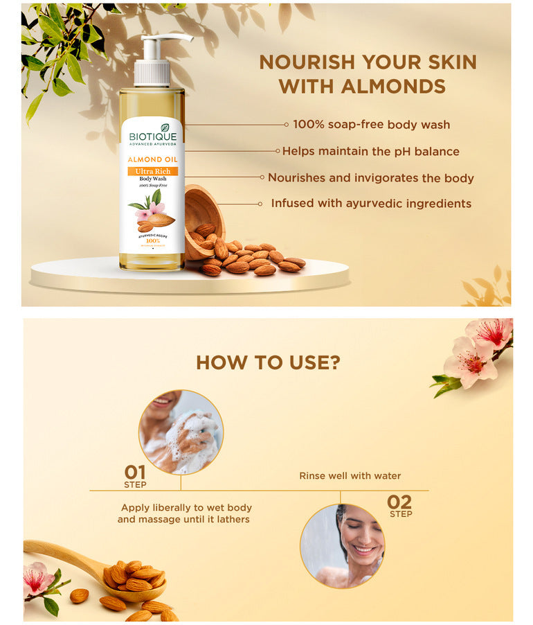 ALMOND OIL Ultra Rich Body Wash 200ml
