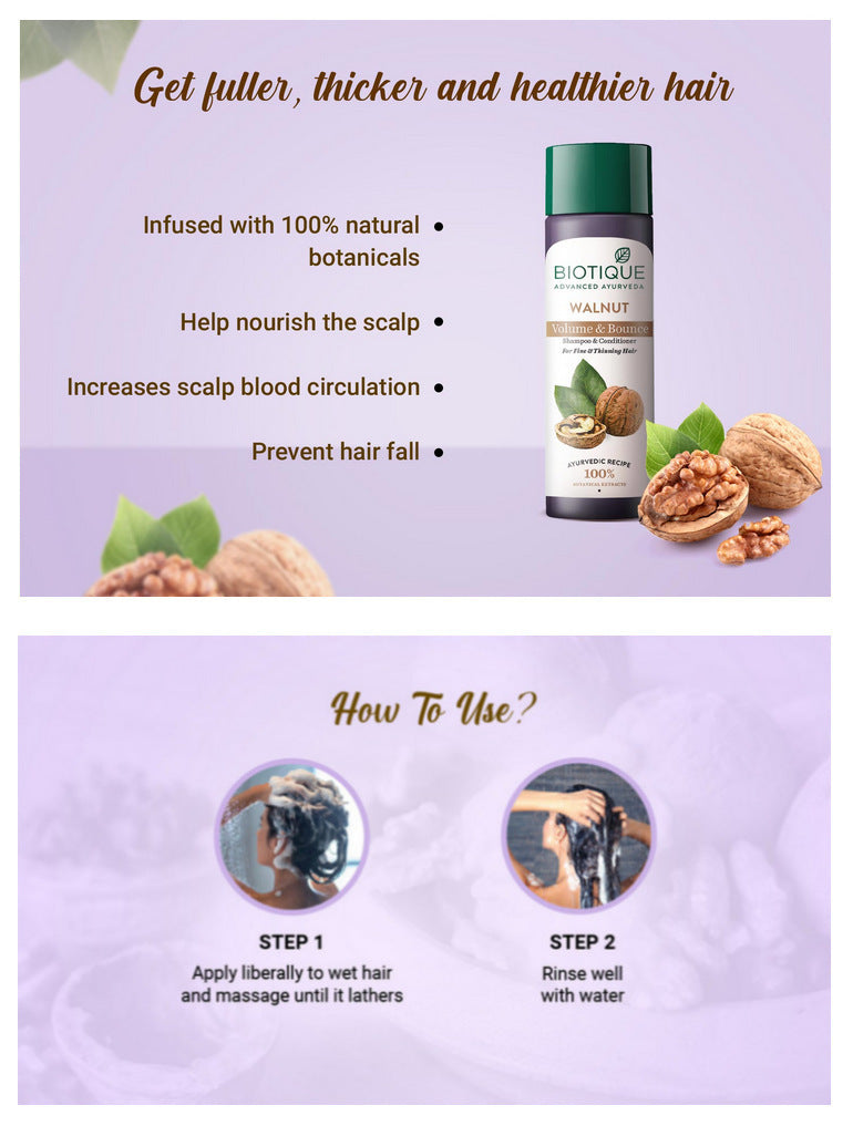 How to use Walnut Volume & Bounce Shampoo and Conditioner - 500ml