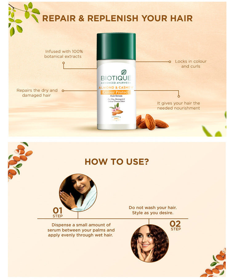 How to use ALMOND & CASHEW Colour Protect Hair Serum 40ml