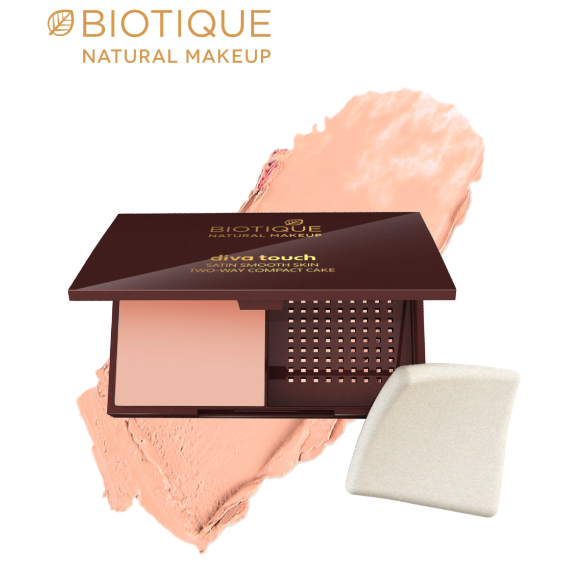 Biotique natural makeup diva satin smooth 3-in-1 compact makeup, creamy oatmeal, 9g
