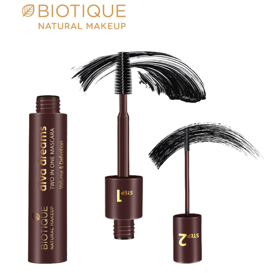 Biotique Natural Makeup Diva Dreams Two In One Mascara, 9ml