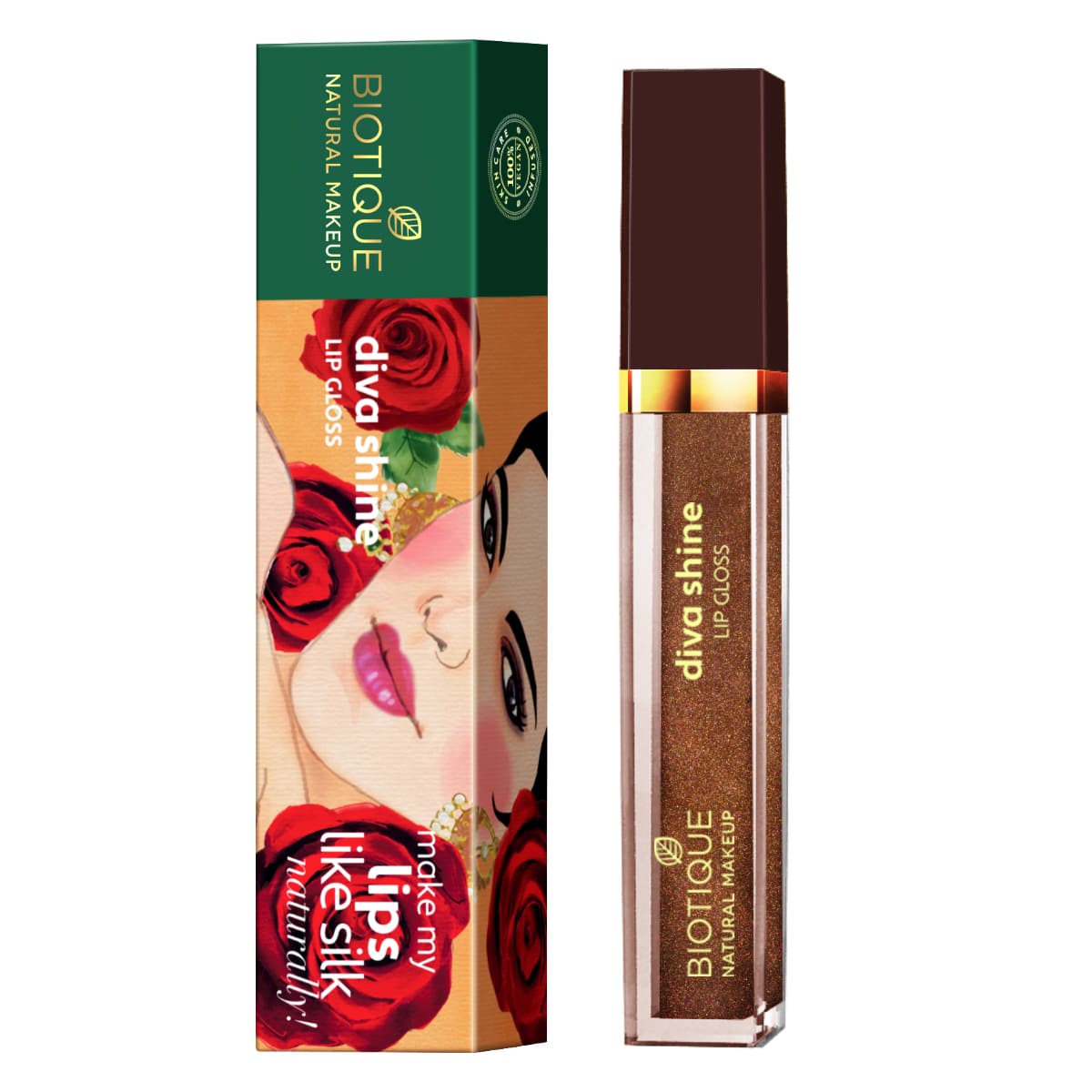 Biotique natural makeup diva shine lip gloss, sugar plum maroon