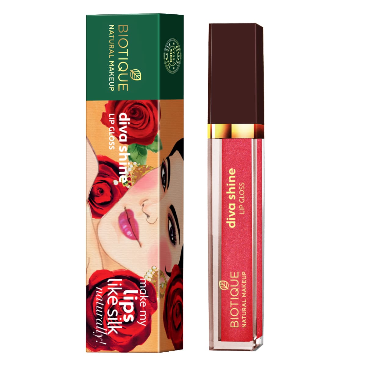 Biotique natural makeup diva shine lip gloss, sugar plum maroon