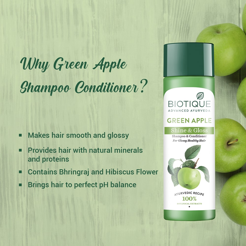 Biotique Green Apple Shine & Gloss Shampoo & Conditioner 340ml X 2 (Pack of 2)