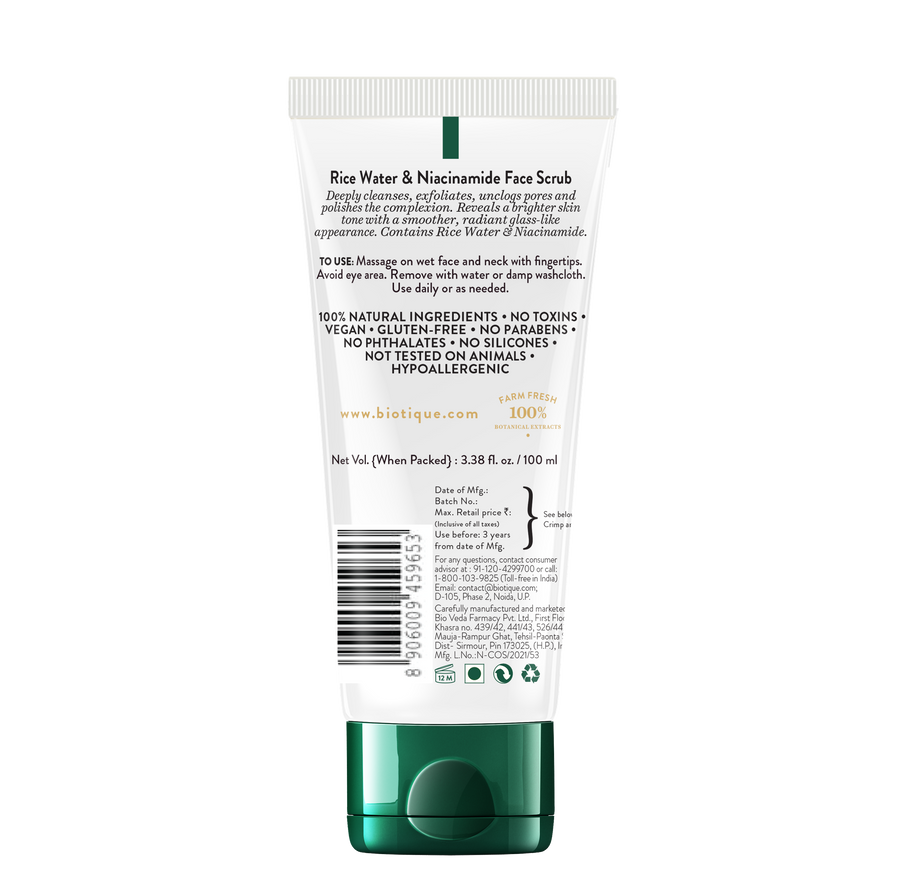 BIOTIQUE RICE WATER & NIACINAMIDE Gel Face Scrub 100ml