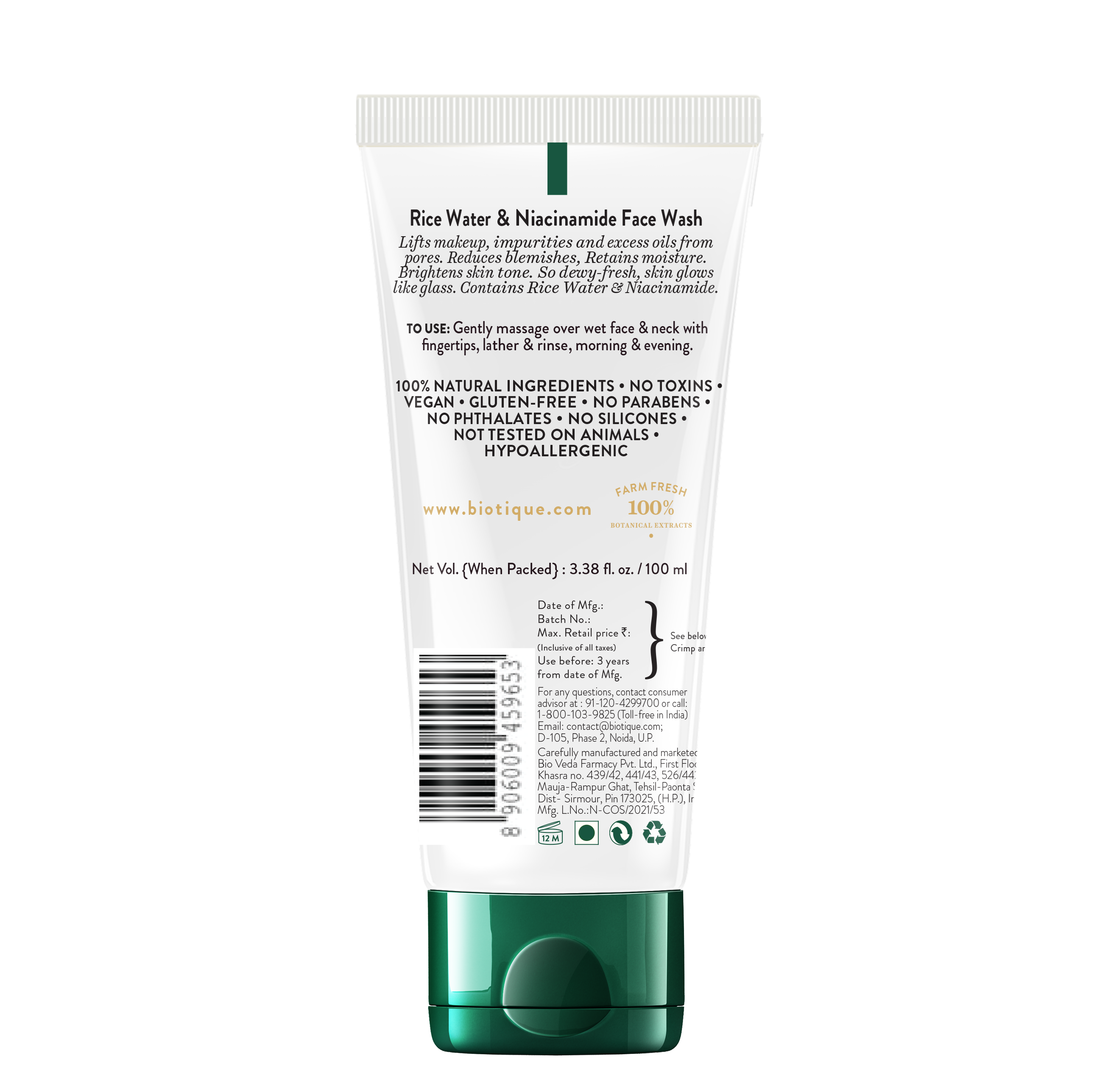 BIOTIQUE RICE WATER & NIACINAMIDE Gel Face Wash 100ml