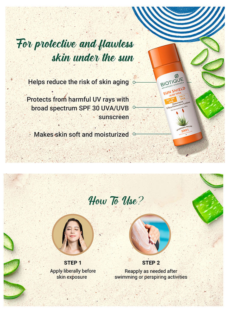 How to use SUN SHIELD ALOE VERA 30+ SPF Sunscreen Lotion - 100ml